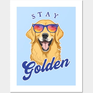 Stay Golden - Summer Golden Retriever in Shades Posters and Art